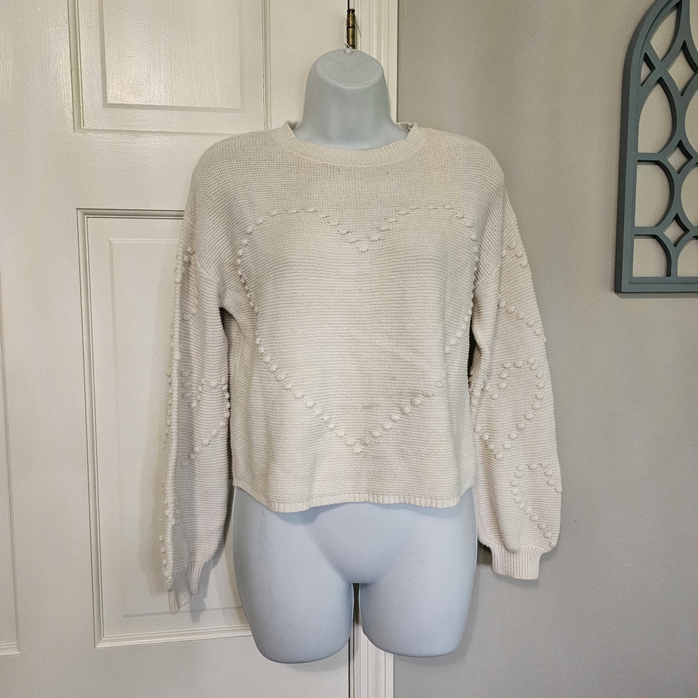 moon & madison Ivory Heart Pattern Sweater